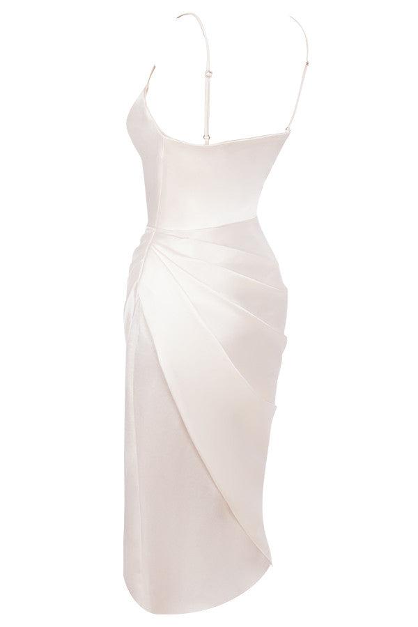 VERENA - Robe longue corset balconnet en satin pour femmes