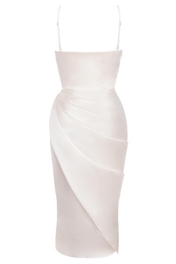 VERENA - Robe longue corset balconnet en satin pour femmes