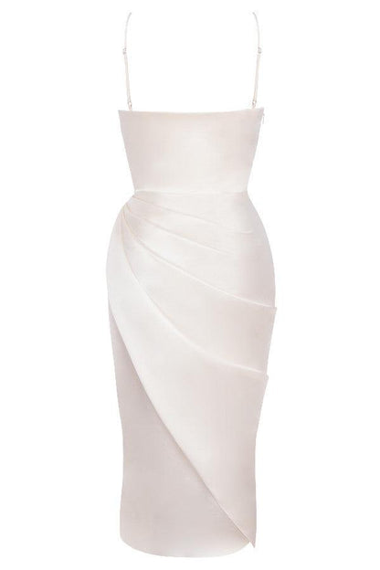 VERENA - Robe longue corset balconnet en satin pour femmes