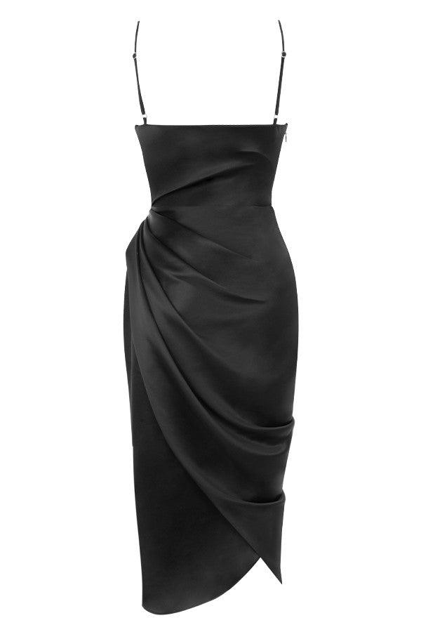 VERENA - Robe longue corset balconnet en satin pour femmes
