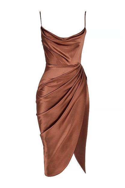 VERENA - Robe longue corset balconnet en satin pour femmes