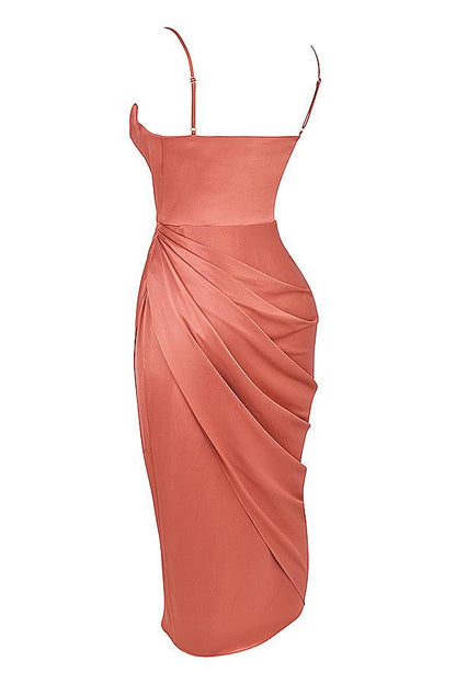 VERENA - Robe longue corset balconnet en satin pour femmes