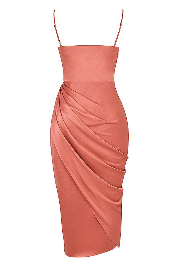 VERENA - Robe longue corset balconnet en satin pour femmes