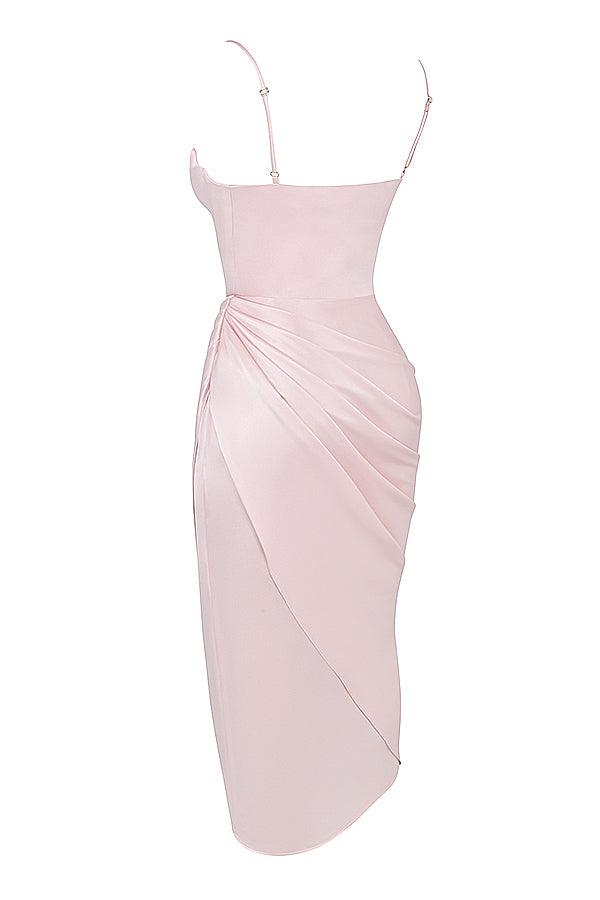 VERENA - Robe longue corset balconnet en satin pour femmes