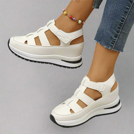 Sandales femme – Semelle compensée – Brides réglables – Confort orthopédique