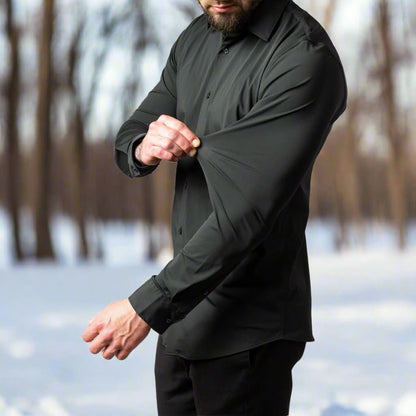 Chemise boutonnée élégante, élastique et sans repassage pour hommes