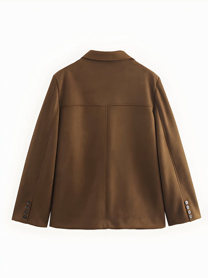 Veste femme – Coupe cintrée – Tissu doux aspect luxe – Col à revers – Longueur hanches