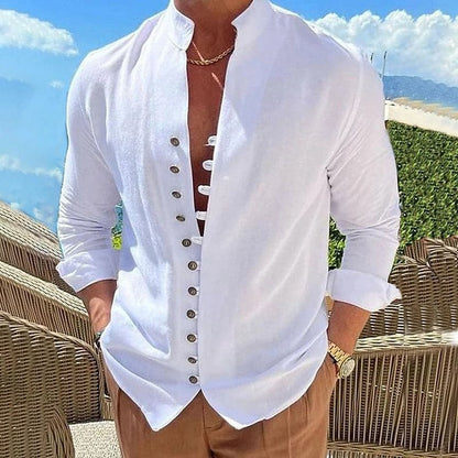 Roger - Chemise élégante en coton avec une élégante patte de boutonnage
