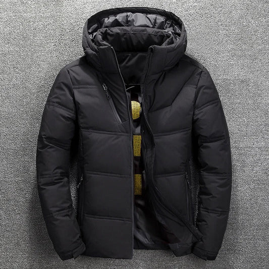 Veste matelassée homme – Duvet chaud – Capuche – Fermeture zippée – Poches pratiques