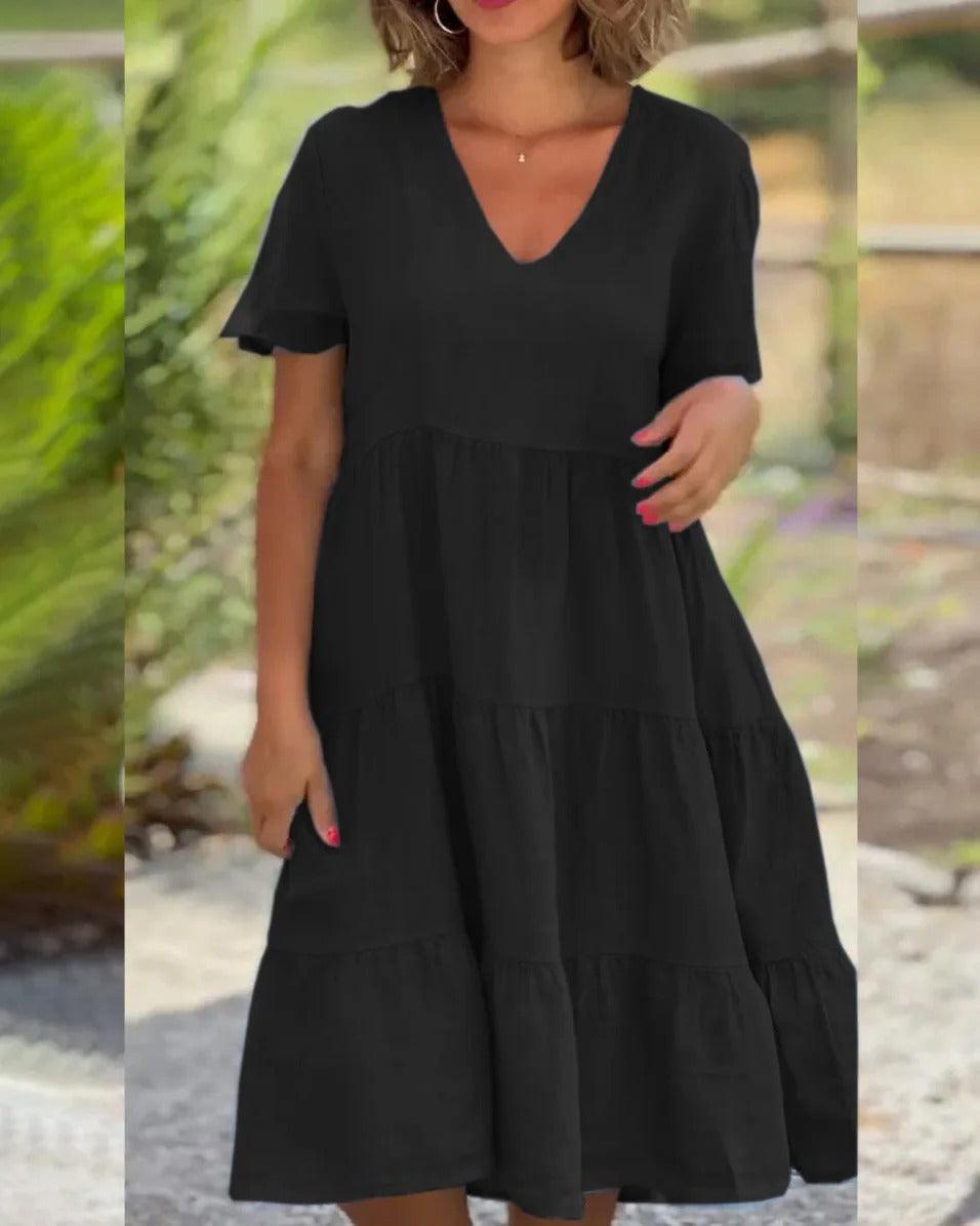 Rieke - Robe midi à manches courtes respirante pour une élégance sans effort