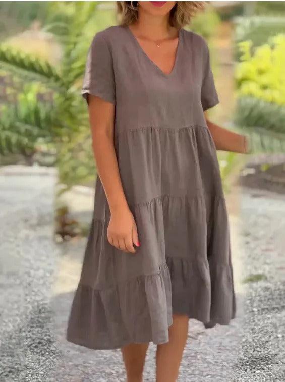 Rieke - Robe midi à manches courtes respirante pour une élégance sans effort