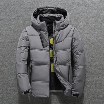Veste matelassée homme – Duvet chaud – Capuche – Fermeture zippée – Poches pratiques