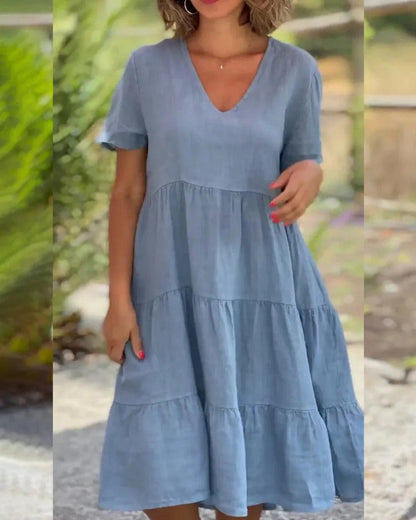Rieke - Robe midi à manches courtes respirante pour une élégance sans effort