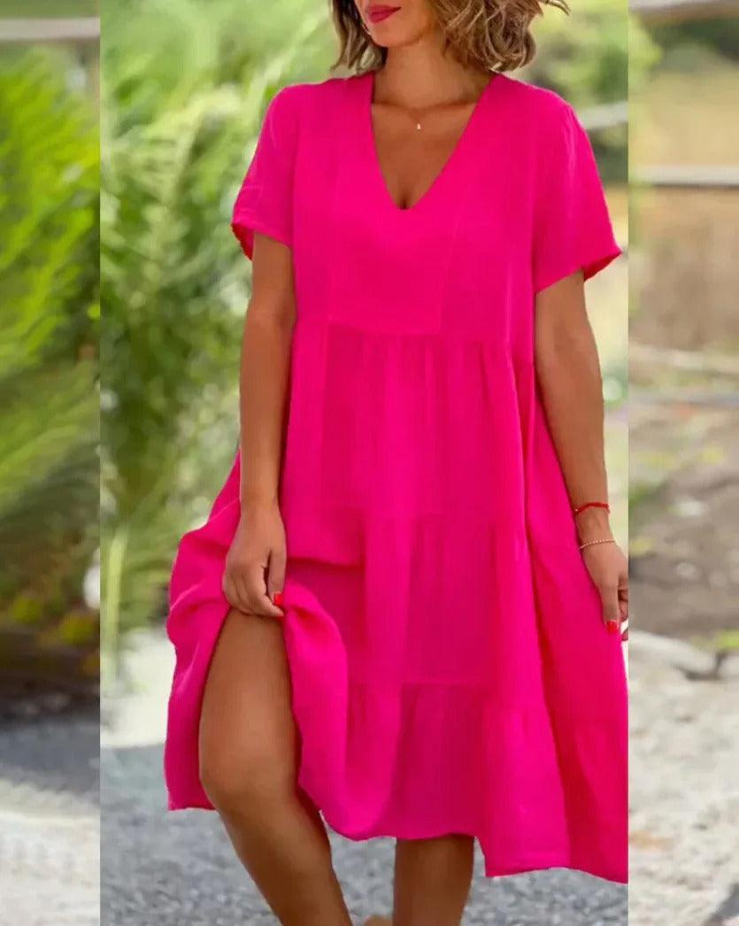 Rieke - Robe midi à manches courtes respirante pour une élégance sans effort
