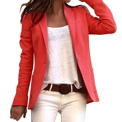 Blazer femme – Coupe slim – Revers cranté – Fermeture un bouton – Manches longues