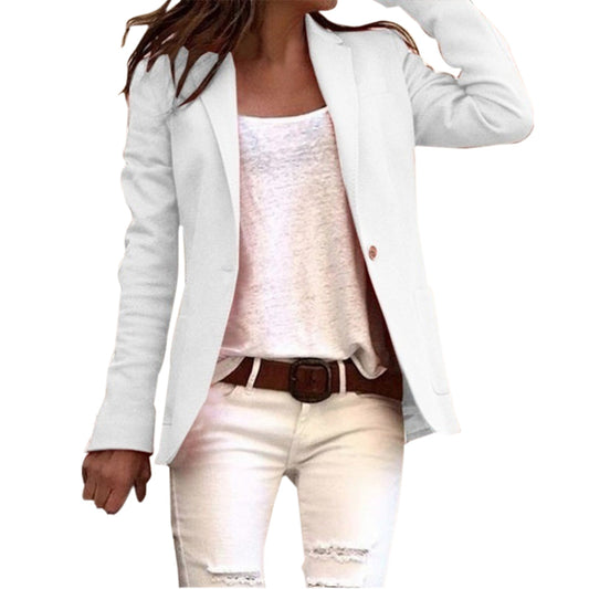 Blazer femme – Coupe slim – Revers cranté – Fermeture un bouton – Manches longues