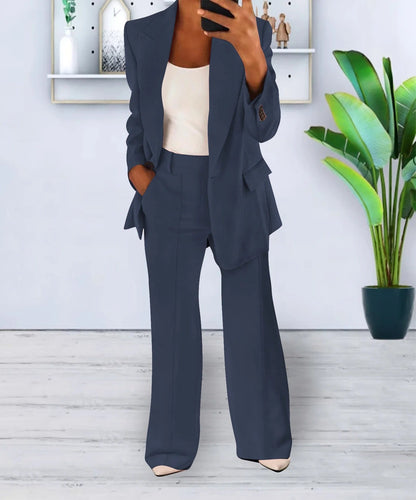 Blazer femme – Coupe cintrée – Fermeture un bouton – Poches à rabat – Tissu structuré