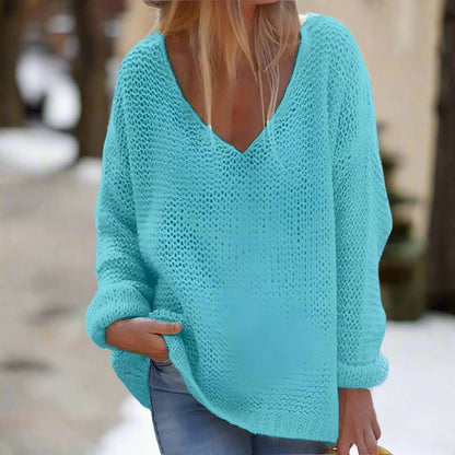 Pull col V décontracté, confortable et féminin pour femme