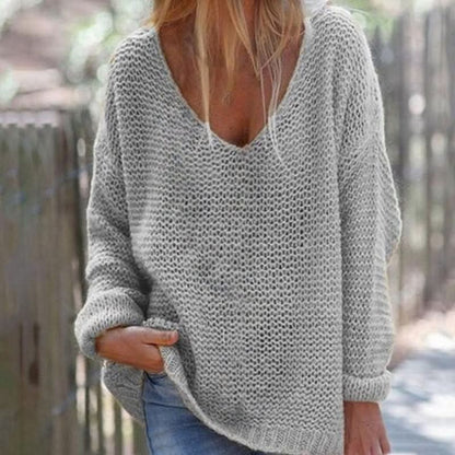 Pull col V décontracté, confortable et féminin pour femme