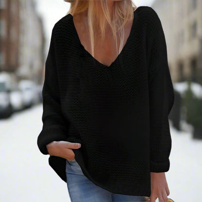 Pull col V décontracté, confortable et féminin pour femme