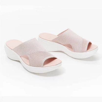 Sandales femme à enfiler – Tricot doux – Semelle plateforme – Bout ouvert