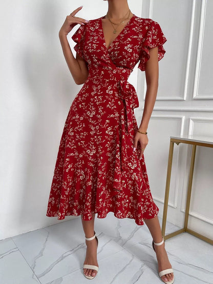 Robe portefeuille fleurie pour femme – Élégante et fluide