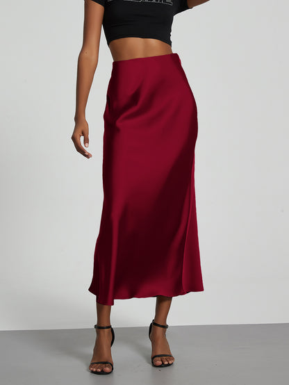 Jupe Midi Femme - Satin Fluide - Coupe Évasée Élégante