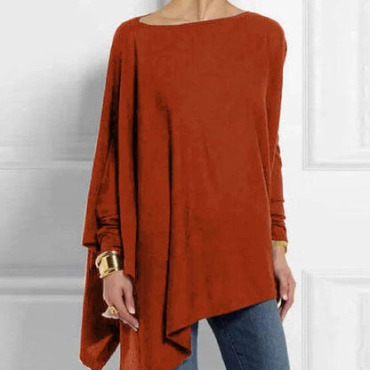 Tunique femme – Coupe ample – Tricot doux – Ourlet asymétrique – Manches longues