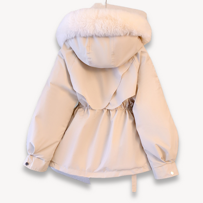 Veste parka femme – Déperlante – Capuche amovible – Taille ajustable – Doublure fourrure