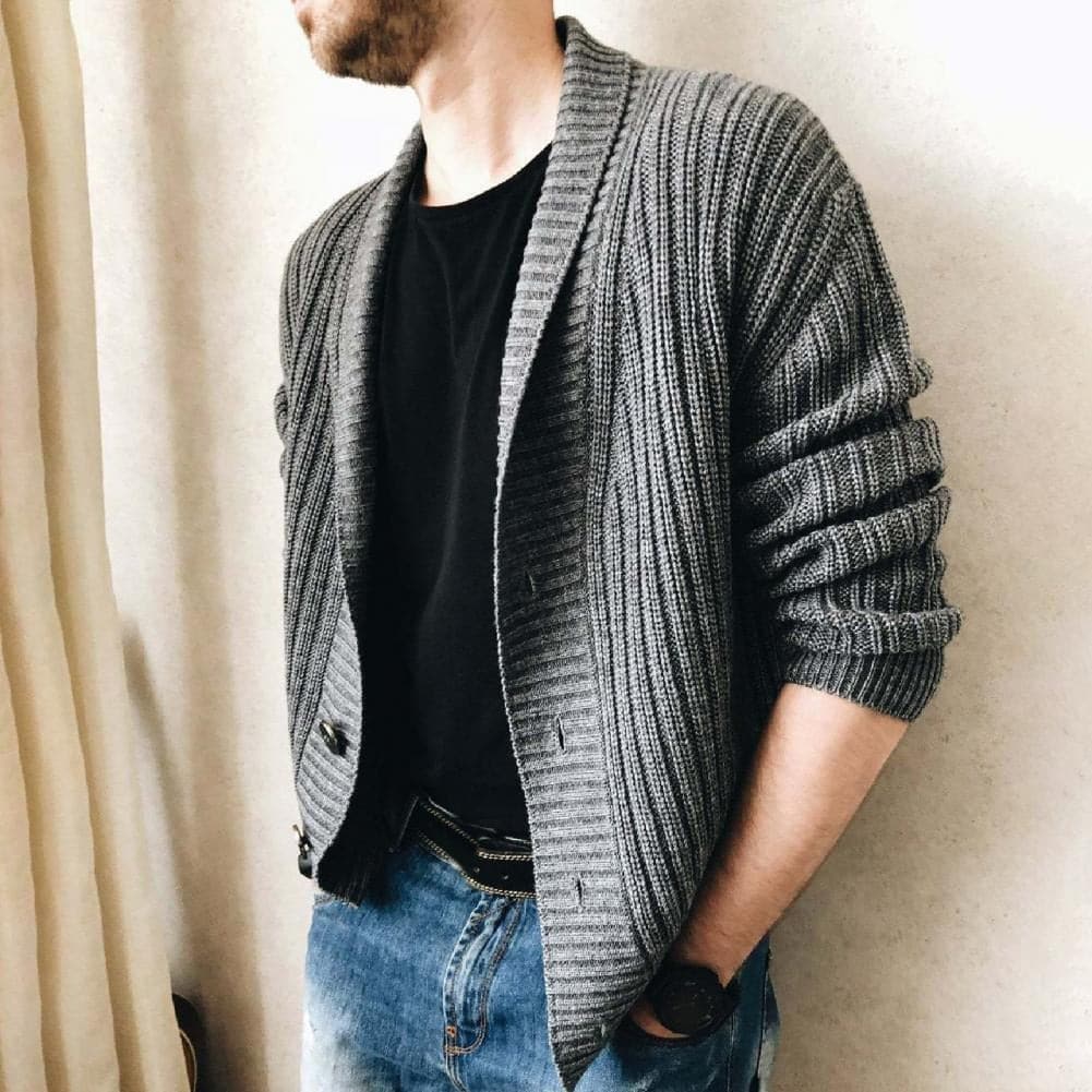 Gustave - Cardigan finement tricoté en coton chaud